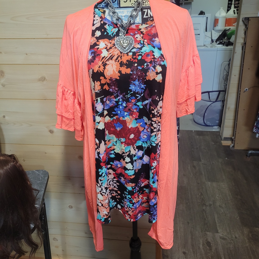 Vibrant Coral Cardigan Only